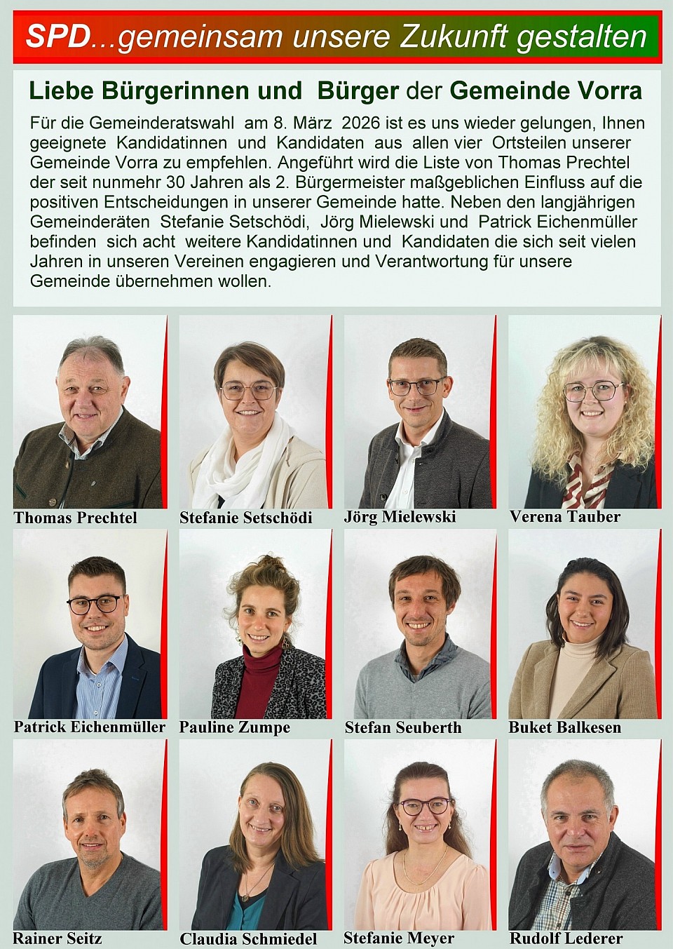 Kandidatinnen und Kandidaten für die Gemeinderatswahl 2026